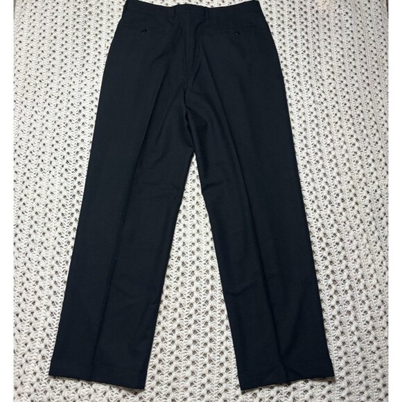 Zanella Bennet Men Black Pure Virgin Wool Dress Pants Made in Italy Slacks 35x31 - Picture 2 of 9